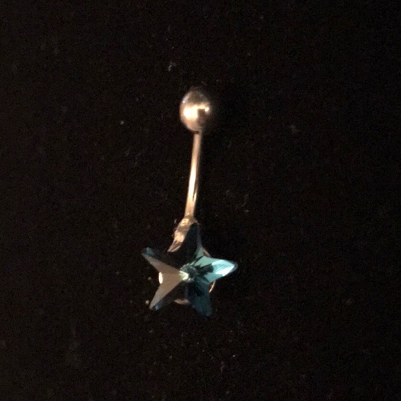 IRIDESCENT STAR BELLY RING *NAVEL PIERCING BARBELL *NWOT *SURGICAL STEEL - Picture 6 of 6